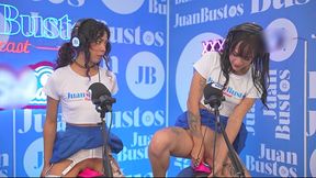 lesbico duo in action riding the fuckmachine to orgasm on juan bustos podcast