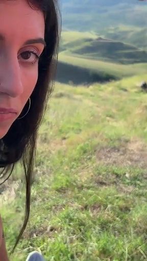 Gangbang in the Mountains - Three Guys Fuck Petite Brunette and Cum Inside Her