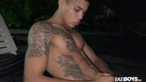 Muscle Latino boy Lucian Reed shows off his hot body