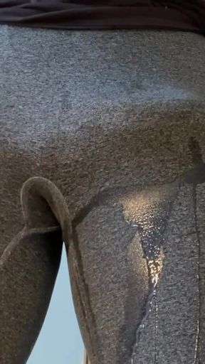 Thrilling moment from "Hands free cumshot in tight leggings, Anal plug, huge cumshot, hands free cum"