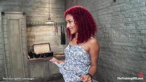 ”Redhead ebony in pile driver booty plugged”