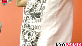 Horny teen Seth stretches his tight ass with big dildo solo