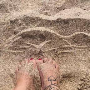 Toes in the sand and underwater