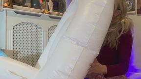 Milfy loner mouth Inflates and plays with giant vinyl-pvc unicorn