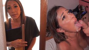 Motel Maid Sucks & Fucks for Her Tip! Deep Throat, Rough Pussy Pound, & Hot Mouth Cumshot