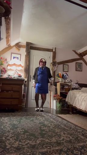 Dressed in a little royal blue dress for an evening