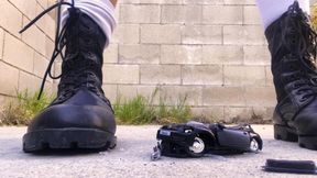 Annihilating Toy Car In Combat Boots