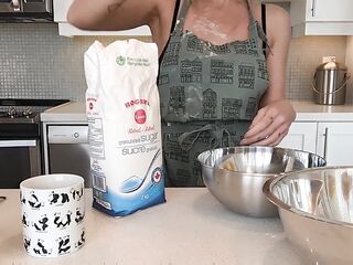 Getting lewd during the time that baking cookies so this guy gave me a cream pie in one as well as the other holes!