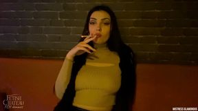 Mistress Glamorous will smoke and feed you with cigarettes ash POV - Polish Language