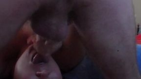Big cumshot all over Jen's face after a facefuck