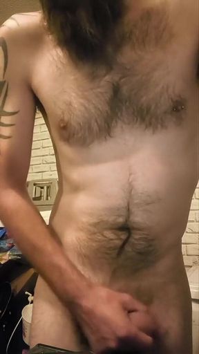 Big Dick Wanking and Smoking Topless