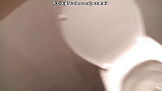 Two Brunette Sucks Dick in the Toilet Cafe