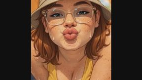 Lip puckering tease after a grueling hike