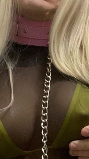 Slutty Blonde Whore CD Madison Crossdressing While Being Chained for BDSM Bondage