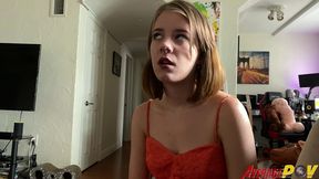 cute petite teen dakota burns gives handjob to bf