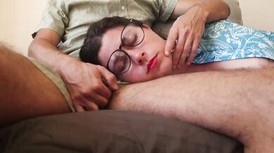 Suddenly step-SON massaged step-Mom mouth with huge creampie