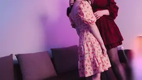 Stepmonster shows off with a strap-on at home