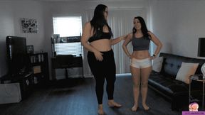 Curvy Amazon Carries Petite Preppy Cutie, Starring Layla Moore & Dakota Charms, WMV**