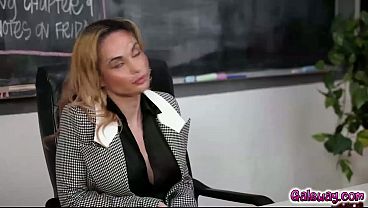 Elizabeth Skylar slyly seduces Crystal Rush making them have a threesome with their horny student Sarah Lace