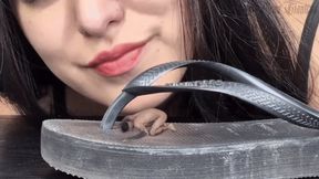 Sexy Gothic Giantess captured tiny man to Punish him