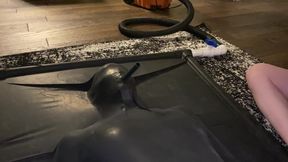 Cute Girl In Latex Vacbed Cums Over And Over