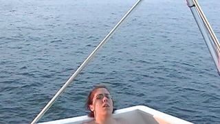 Amazing lesbian threesome on the boat
