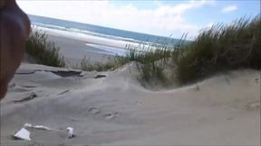 Exhibitionist Strokes Hard on the Beach 3