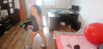 Amateur Woman Has Fun Trying on Clothes and Cutting Them