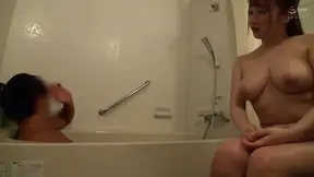 Japanese teen gal Morimoto Tsugumi gets titfucked in the bathroom 2