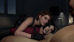 jill valentine helps ada wong have a threesome