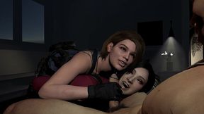 jill valentine helps ada wong have a threesome