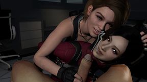 jill valentine helps ada wong have a threesome