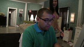 Wife in heat cuckolds her gamer husband