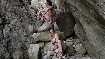 Cave woman comes for sex and gets all of her holes filled