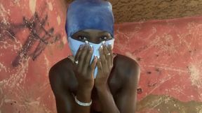 Hot Ebony Babe Caressing her Tits Dancing and Twerking  Front and Back View