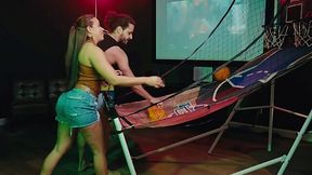 Never thought going for arcade could be that much fun as he throws the balls in her pussy