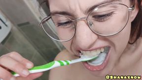 Teen Maid Toothbrush with Fresh Cumshot