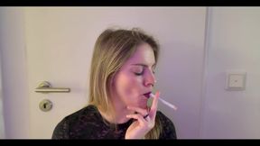 Close up Smoking in Black Lace