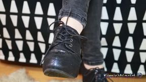 Worn Lace-Up Heels & Sweaty Nylon Tease – Up Close & Personal