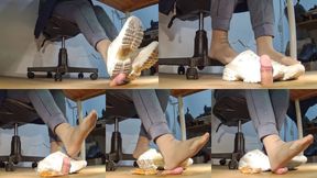 Skecher's slippers, Tanja's feet and my cock - Cam 4
