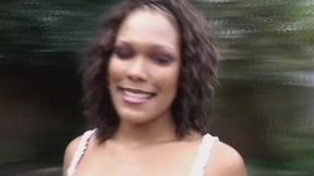 Black cute chick gives head to this black cock to moisturise it for the penetration