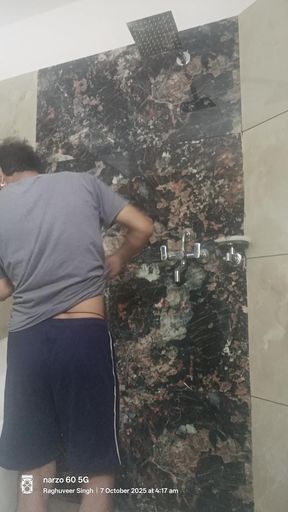 Desi man take shower