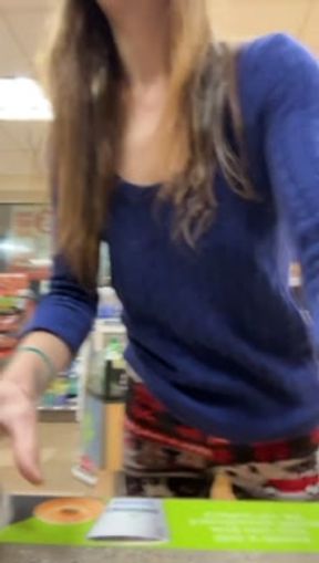 Nicolemyraaa flashes small titties in gas station