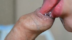 Hot Babe Edges Her BF's Uncut Dick With the Tip Of Her Tender Tongue & Her Fingers