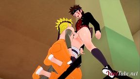 Naruto Boruto Yaoi Hentai 3D - Naruto suckt Kiba'_s dick &amp_ Sasuke discovers them - Anime Gay Porn Video