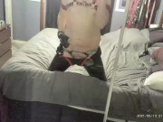 Horny Leather Daddy Strips and Fucks His Fleshlight til he Cums