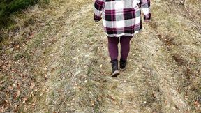 Slapping Her Tits Red in the Woods