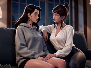 Shy Futanari Asami Gets Talked Throughout Her 1st Time by Assured Girlfriend Korra