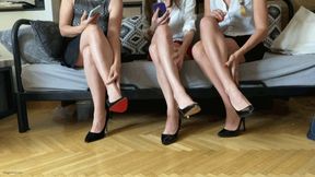 THREE HOT GIRLS DANGLING HIGH HEELS AFTER WORK SORE FEET **CUSTOM CLIP** - MOV Mobile Version