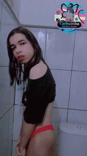 Carlezinha - Beautiful Slut in Panties Tucked in Delicate Soft Cock While She Plays with the Young Cock Slut Carla